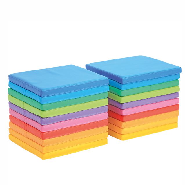 Sitzkissen Kunstleder Regenbogen quadratisch, 20er Set